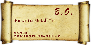 Berariu Orbán névjegykártya